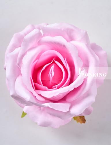 PONKING 3.5"(9cm) Rose Artificial Flower 12pcs Realistic Faux Silk Roses Fake Flowers Bouquets Arrangements Decor for Wedding Mother's Day, Home Table Christmas Valentine Decorations, Pink Flower - color: D 12pcs Pink Rose