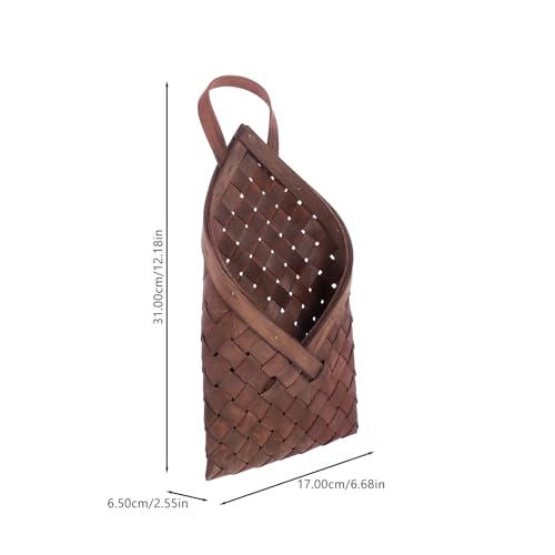 Rustic Style Woven Hanging Basket 12.20X6.49X2.55In Wall Hanging Wicker Basket for Flower Arrangement Kitchen Storage Organizer