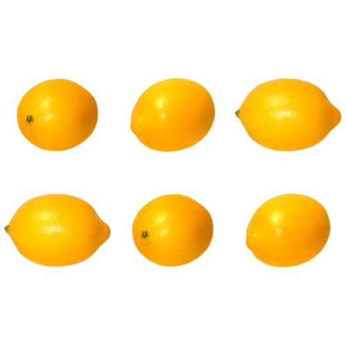 Vasefill Artificial Lemon Pack of 6 Yellow Citrus - Decorative Lemons Faux Fruit Fake - Six Pieces - color: Lemon
