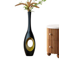 23.6 in Black Floor Vase – Modern Oval Tall Floor Vase with Gold Cutouts & Slim Neck, Decorative Vases for Luxury Home, Office, Wedding Decor – Resin Tall Vases