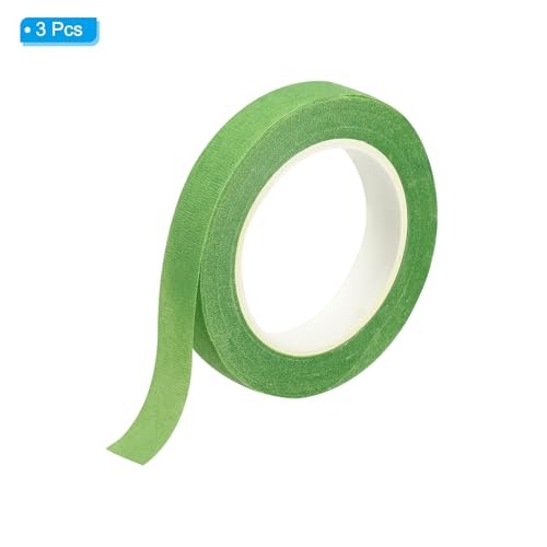 PATIKIL Floral Tape 1/2" x 20 Yard / 12mm x 20m, 3 Pack Flower Wrap Adhesive Tape for Bouquet Stem Wrapping, Ten Green - color: Ten Green