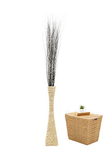 Leewadee Tall Vase Filler, Natural Grass Stems – 2 Bunches of Colored Decorative Branches for Vases, Carefully Dried Rattan Twigs for Home Decoration, 45 inches, Black Brown - color: Black Brown, style: Rattan Branches