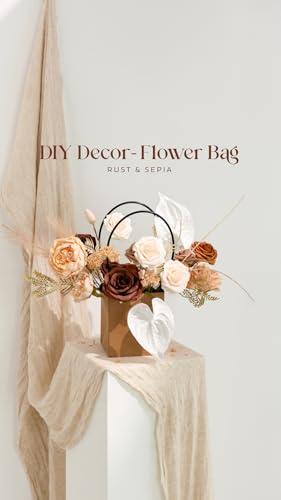 Ling's moment Fake Flowers Box, Faux Artificial Greenery Stems Foam Roses Anthurium Silk Peonies Pampas Fabic Flower for Centerpieces Bouquet Wedding Vase Decorations, Boho & Sepia, Deluxe Combo - color: Beg-boho & Sepia, size: Deluxe