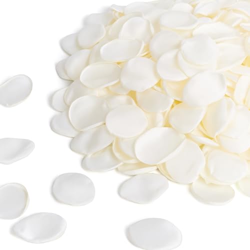 SITUMEIZI 400PCS Fake Rose Petals White Artificial Silk Flower Petals for for Wedding Her Set Romantic Night, Valentine's Day, Proposal Anniversary Decorations - color: White
