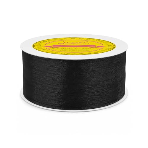 Black Organza Ribbon 2 inch x 50 Yards Sheer Chiffon Ribbon for Gift Wrapping Wedding Invitations Party Decoration Bridal Bouquets Crafts - color: Black, size: 2" X 50 Yards