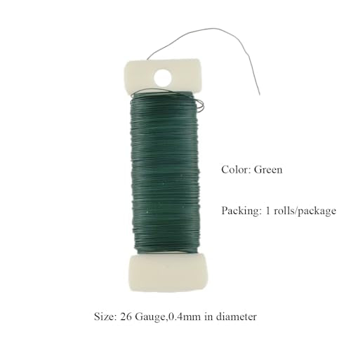HAHIYO 26Gauge Green Wire - 1Rolls, 38yards (115feet) Flexible Floral Wire for Crafts, Christmas Wreaths, Tree & Flower Arrangement, Wedding DIY - color: Green, size: 26Gauge-1P/38Yards