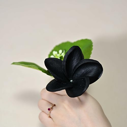 Birthday Gifts for Women 10pcs Black Flowers PU Real Touch Flowers Hawaiian Plumeria Frangipani Artificial Flowers for DIY Birthday Gifts Wedding Gifts Home Decor Table Centerpiece - color: 822, size: 10pcs