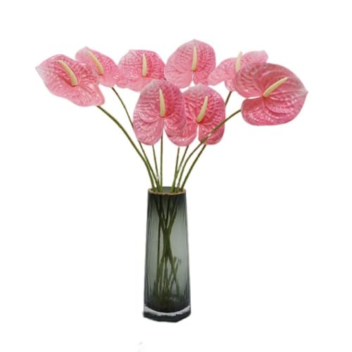 8 Pcs 23-5/8 inch Artificial Anthurium Flowers Real Touch Fake Flower for Table Centerpieces Arrangement and Bridal Wedding Festival Decor Flower Arrangement (Pink) - color: Pink