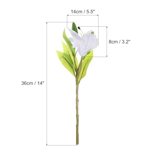 PATIKIL Artificial Flowers - 3PCS White Lily Silk Faux Flowers in Vase for Home Decor Centerpiece, Table Decorations, Dining Room - color: White