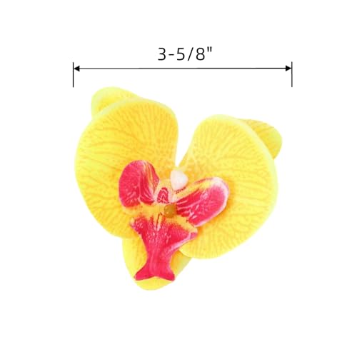 Corkwaw 50 Pcs Orchid Petals Artificial Decorations Orchids Heads Flowers Faux Silk Phalaenopsis Butterfly Flower Heads for Handmade DIY Home Wedding Party Decoration (Yellow) - color: Yellow