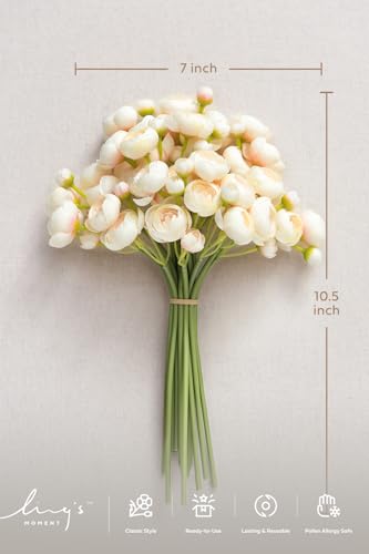 Ling's moment Ranunculus Artificial Flower, Faux Silk Mini Ranunculus Flowers for DIY Bouquet, Bulk Fake Wedding Filler Flowers for Centerpieces Arrangements Bridal Shower Decorations, Pink Shade - color: Wht-pink Shade