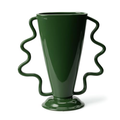 Wild Works Green Rotary Vase Medieval Flower Vessel Living Room Entrance Personalized Simple Wabi Sabi Decorative Ornament Ceramic Ornament - color: Green Rotary Vase