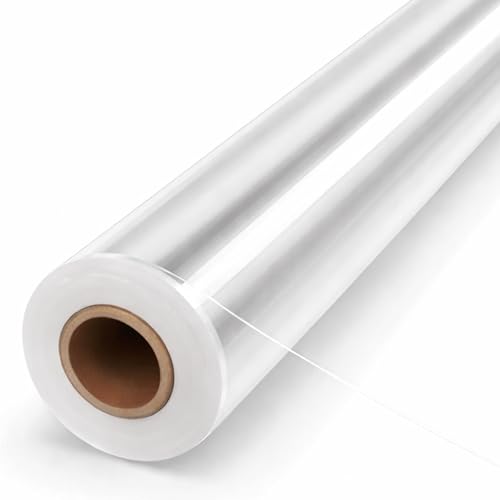 volila Clear Cellophane Wrap Roll (31.5 in x 220 ft) - 3 Mil Thick Cellophane Wrap for Gift Basket, Treats, Flower Wrapping, Clear Wrapping Paper (31.5" folds into 16") - color: Clear 31.5 in x 220 ft