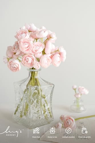 Ling's moment Ranunculus Artificial Flower, Faux Silk Mini Ranunculus Flowers for DIY Bouquet, Bulk Fake Wedding Filler Flowers for Centerpieces Arrangements Bridal Shower Decorations, Blush Pink - color: Pk-shabby Blush