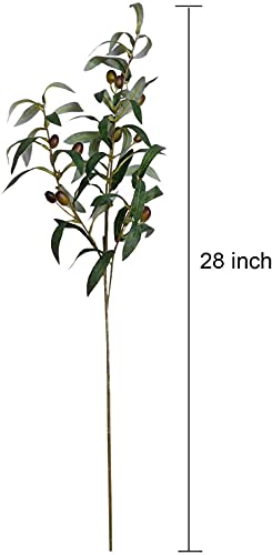 SHACOS 4 PCS 28 inch Artificial Olive Branches for Vases Greenery Olive Stems Faux Tree Branch Twig for Home Wedding Shop Office Garden Decor DIY Floral Crafts - size: 28" Tall