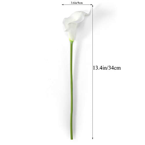 Crafjie 22pcs 13.4 Inch Pure White Lataex Real Touch Artificial Calla Lily Flowers, for Home Decor for Spring Flowers, Home Kitchen, Wedding Decorations, and centerpieces. - color: Pure White