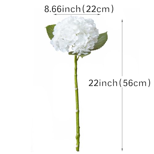 DUYONE 22" Real Soft Touch Hydrangea Artificial Flowers Realistic,Large Long Stem Fake Flowers Full Latex Faux,Wedding Bouquet,Party Home Decor,Garden Office Room Table Centerpieces White 4Pcs - color: White, size: 4Pcs