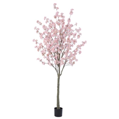 Nafresh Tall Artificial Cherry Blossom Tree - 8Ft(96'), Realistic Potted Silk Faux Cherry Blossom for Indoor/Outdoor Home Office, Living Room, Bedroom, Porch Floor Decor - size: 8ft