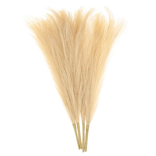 uxcell 4pcs Faux Pampas Grass 17 Inch 6 Stem Artificial Fake Dried Pampas Grass Decor for Floor Vase Filler, Wedding Decoration, Home Decoration, Light Coffee - color: Light Coffee