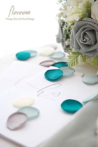 Floroom 300pcs Rose Petals Teal Green Faux Silk Flower Petals for Wedding Flower Girl Basket Aisle Scatter Cake Table Centerpieces Party Confetti Baby Shower Romantic Night Decoration Home Decor - color: Green Light Forest, size: 300pcs