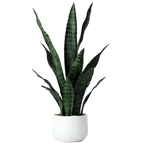Beebel Artificial Snake Plant 22 Inch Fake Sansevieria Fake Agave Potted Plants Plastic Greenery for Home Garden Office Store Decoration 12 Leaves (Green) - color: Green