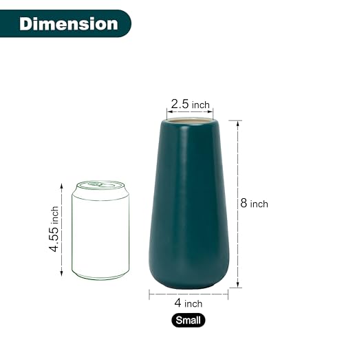D'vine Dev 8 Inch Ceramic Flower Vase Matte Finishing, Minimalist Design for Home Décor, Bedroom, Living Room, Centerpieces, Office, Emerald Green, VS-XH-F-1 - color: Emerald Green, size: 8 Inch
