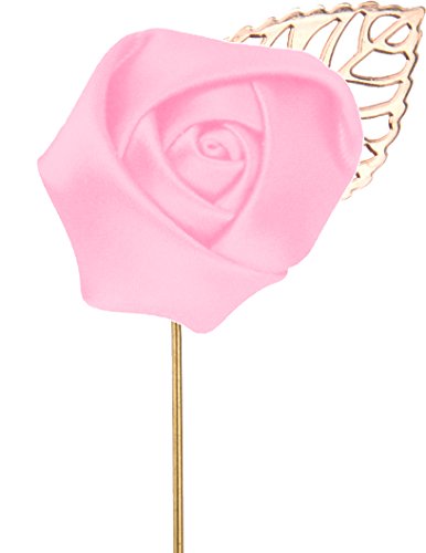 Flairs New York Gentleman's Essentials Premium Handmade Flower Lapel Pin Boutonniere - color: Blush Pink [Rose Gold Leaf]