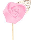 Flairs New York Gentleman's Essentials Premium Handmade Flower Lapel Pin Boutonniere - color: Blush Pink [Rose Gold Leaf]