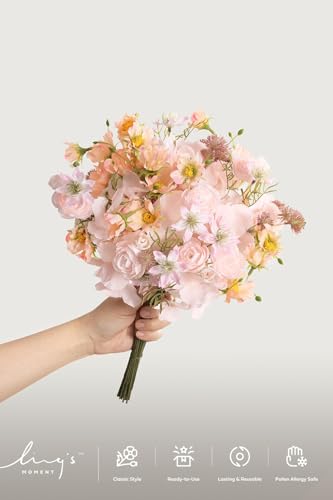 Ling's moment Artificial Greenery Stems Box Set, Faux Greenery Picks for DIY Bridal Bouquets Wedding Floral Arrangement Table Centerpieces, Blush & Powder Blue - color: Filler Flower Combo- Blush & Powder Blue