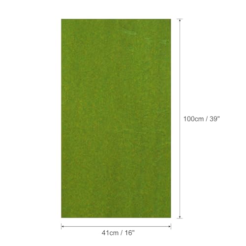MECCANIXITY Artificial Model Grass Mat 16 Inch x 39 Inch Artificial Grass Turf Realistic Fake Grass Decor for Model Trains Scenery Craft Lawn Garden Decoration, Grass Green - color: Grass Green