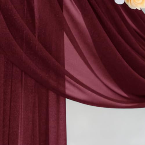 DeZerlor Wedding Arch Draping Fabric 29" x 20 FT Drapes for Backdrop Sheer Curtains for Romantic Bridal Baby Shower Decorations Ceremony Birthday Party Outdoor Events, Burgundy - color: Burgundy