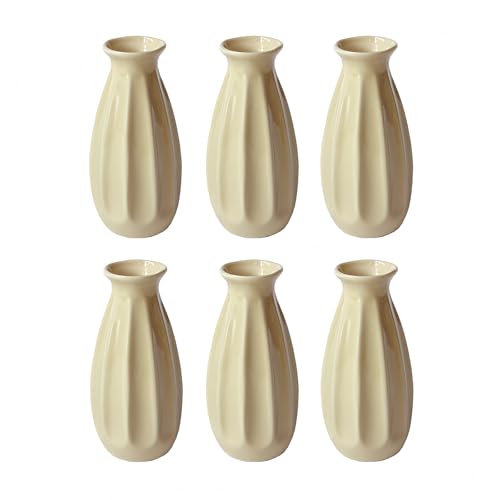 6-Pack Simple Vase Set for Flowers Plants, Small Cute Flower Vase for Modern Table Shelf Home Decor Wedding Boho Decor, Farmhouse - color: 6pc-stjh-brown