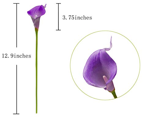 DuHouse 20Pcs Artificial Calla Lily Flower Real Touch Latex Flowers for DIY Wedding Bouquet Party Home Decor (Purple) - color: Purple, size: 20pcs