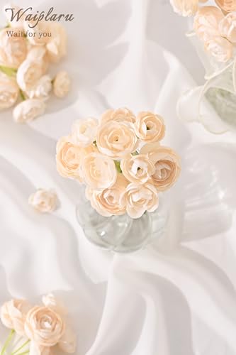 Waipfaru Ranunculus Artificial Flowers, 18Pcs 14In Fake Peonies Artificial Flowers, Faux Flower for Vase Silk Flower Real Touch Faux Peony Bulk for DIY Wedding Bouquet Home Bridal Shower Decor - color: Champagne, size: 18Pcs