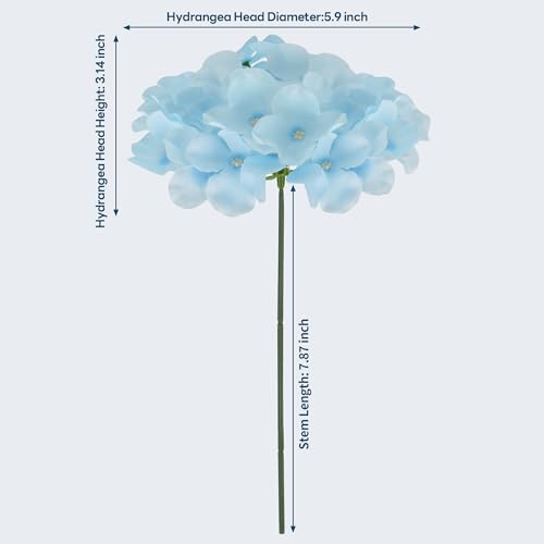40 PCS Blue Silk Hydrangea Flowers, Detachable Heads + 8-Inch Wired Stems, Full 6 Inch Faux Hydrangea Heads for Boy Baby Shower, Coastal Wedding & Pollen-Free Decor - color: Blue(no Accessories)
