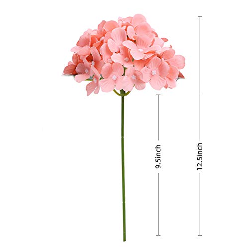 10PCS Silk Hydrangea Heads with Stems Artificial Flowers for Wedding Party Home Decor (Pink 3#) - color: Pink 3#