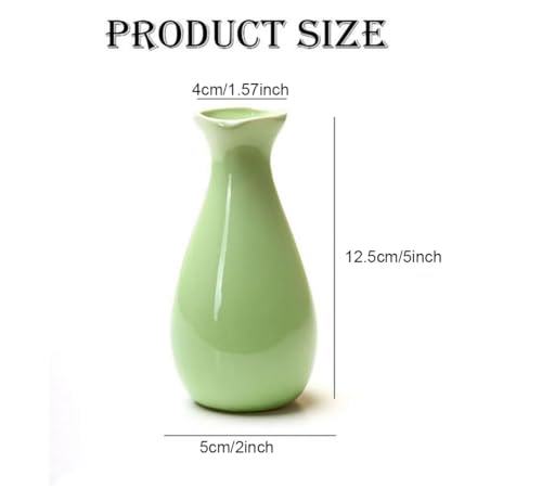 Small Ceramic Bud Vase Flower Single Stem Vase Mini Decorative Floral Holder Home Decorative Floral Centerpiece for Home Decor Centerpiece Wedding Party Table Vase (Green) - color: Green