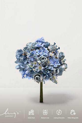 Ling's moment Artificial Greenery Stems Box Set, Faux Greenery Picks for DIY Bridal Bouquets Wedding Floral Arrangement Table Centerpieces, Navy Blue & Dusty Blue - color: Filler Flower Combo- Navy Blue & Dusty Blue