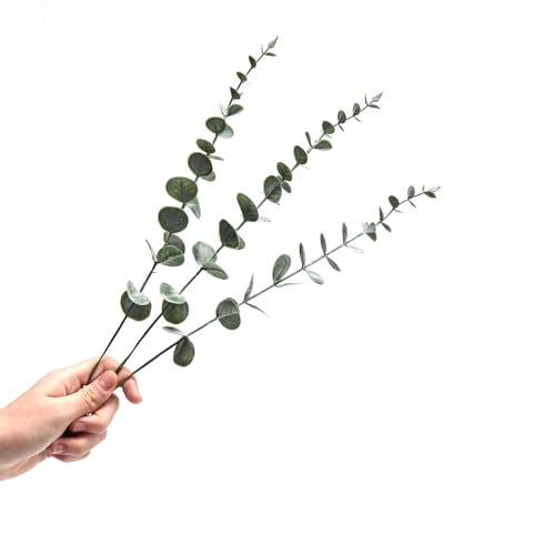 Fake Plants, 40Pcs Eucalyptus Stems Artificial Flowers, Fake Eucalyptus Leaves Stems, Plastic Grey Green Touch Leaf Branches for Home Office Flowers Bouquet Centerpiece Wedding Decoration - color: Grey Green, size: 40 Pcs