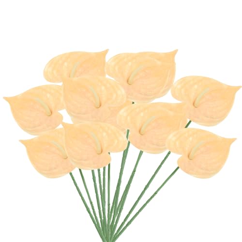 PATIKIL 13" Artificial Anthurium Lily Flowers, 10 Pack Permanent Flower Floral Arrangements Bouquet for Home Decor Bridal Wedding Festival Party, Light Coral - color: Light Coral