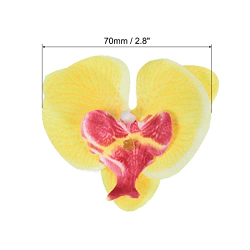 PATIKIL 2.8" Artificial Orchid Flower Heads, 20 Pack Silk Phalaenopsis Fake Butterfly Orchid Heads for Wedding Floral Bouquet Decor DIY Craft Making, Yellow - color: Yellow, size: 2.8"
