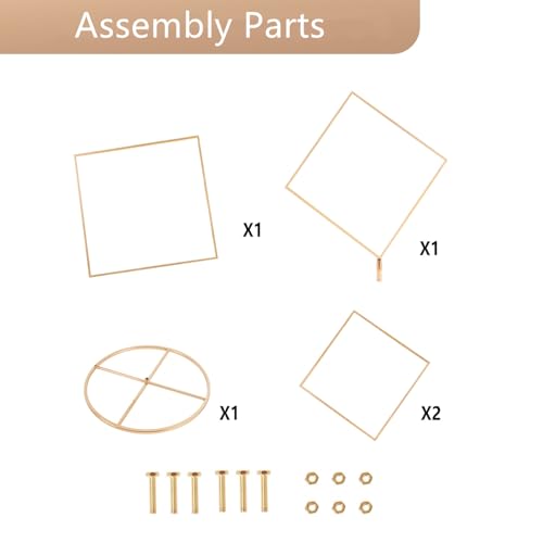 Square Wedding Arch Backdrop Stand Set of 2, Gold Metal Flower Display Stands, 4-tier Party Balloon Arch Stands, Floral Backdrop Frame Display Racks for Birthday Party Christmas Wedding Home Decor
