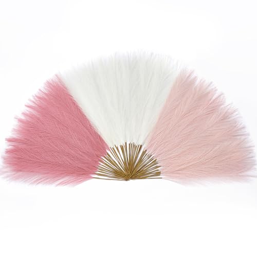Serwalin 60 Pcs Pampas Grass, 17.7" Pink Pampas Grass Decor, Faux Pampas Grass Home Decoration Wall Decor Vase Filler for Wedding Centerpieces Party Decorations, Pink Valentines Decor - color: A Abby Pink