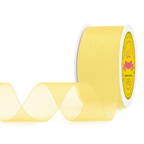LEEQE Ivory Organza Ribbon 2 inch x 50 Yards Sheer Chiffon Ribbon for Gift Wrapping Wedding Invitations Party Decoration Bridal Bouquets Crafts - color: Ivory, size: 2" X 50 Yards