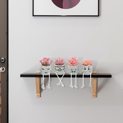 Set of 4 Artificial Potted Mini Succulent Plants - Small Fake Succulents in Hanging Leg Cement Pots, Desk/Bathroom/Bookshelf/Wall Decor for Home Office, Cute Office Decor for Women (Pink) - color: 4small-cool-pink