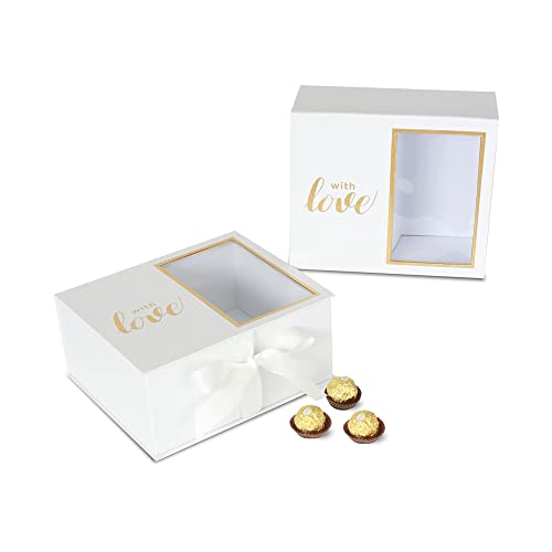 UNIKPACKAGING Premium Quality Square Shape Flower Box, Gift Boxes for Luxury Flower and Gift Arrangements, Set of 2 pcs (White)