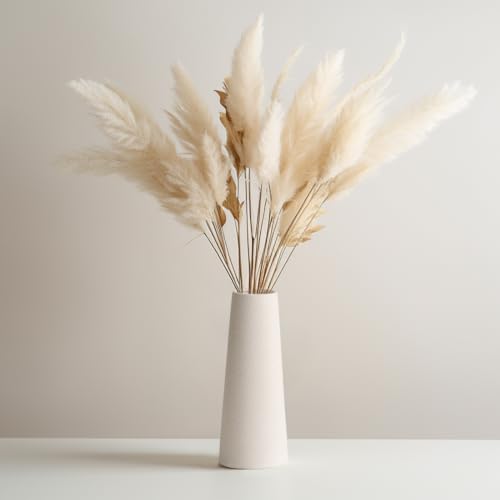 White Ceramic Vase - 10 Inch Rustic Table Vase for Centerpieces and Home Office Decor - Creamy White - color: Creamy White, size: Large: 10 inches