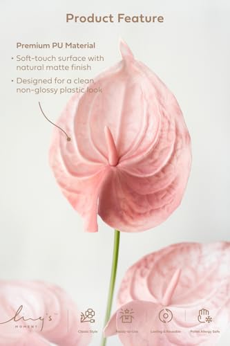 Ling's moment Artificial Anthurium Plants, 8pcs Shabby Blush Foam Filler Flower, Pink Faux Greenery Stems for DIY Wedding Bouquets Centerpieces Arrangements Bridal Shower Party Home Decorations - color: Pk-shabby Blush