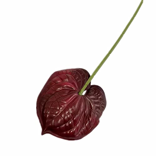 8pcs Artificial Anthurium Flower Branch 60cm 3D Printing Effect Faux Real Touch Single Stem per Piece Anthurium for Home Table Floral Decoration (Dark red) - color: Dark Red