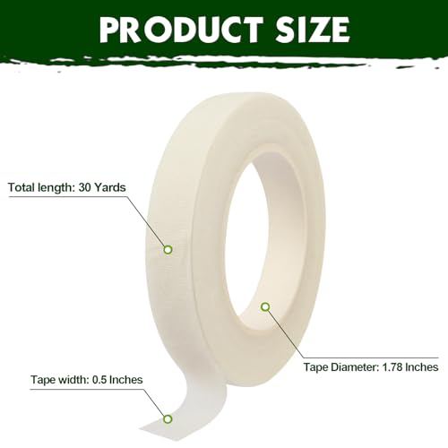 DOMMARE 2Pcs Floral Tape White Flower Tape, 1/2 Inch Flower Wrapping Tape, Floral Bouquet Supplies for Bouquet, Wedding Bouquet, Floral Arranging Flowers Stem Wrapping, Wreath, Garden Decor, 32 Yard - color: 2Pcs White, style: Normal & Non-sticky